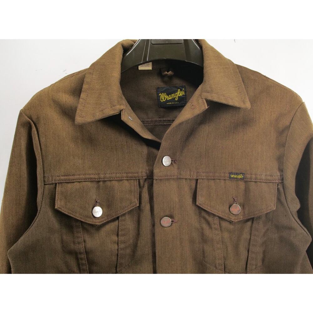 Vintage Y2K Wrangler Denim Jacket Womens Size 40 Brown Twill Made in USA - Picture 2 of 9